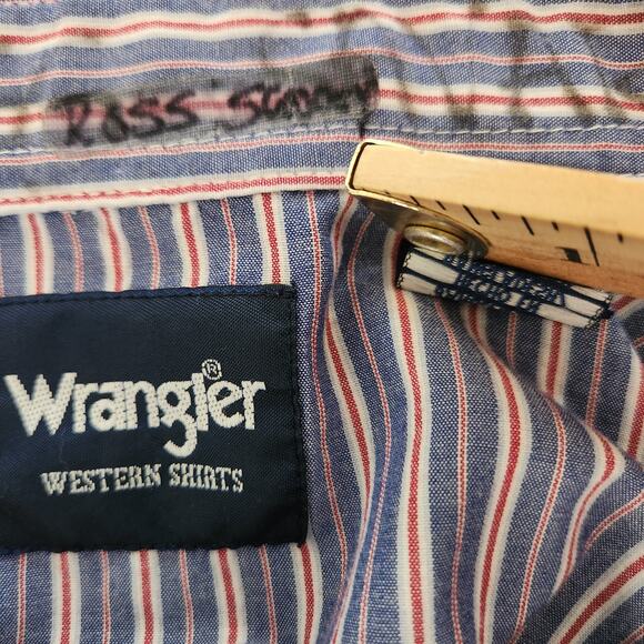 Wrangler Western Shirt Vintage Striped Men’s SZ M Cowboy Pearl Snaps Rodeo - Picture 16 of 16